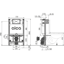 Alcadrain AM101/850W Vorwandinstallationssystem für Trockenbau (aus Gipskarton)