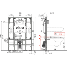 Alcadrain AM101/1300H Sádromodul Vorwandinstallationssystem für Trockenbau (aus Gipskarton) – für Personen mit eingeschränkter Mobilität