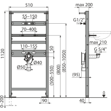 Alcadrain A104AVS/1120 Montagerahmen für Waschbecken und Wasserarmatur mit eingebautem Siphon