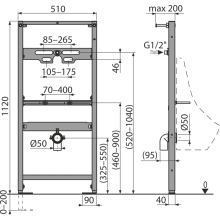 Alcadrain A107/1120 Montagerahmen für Urinal