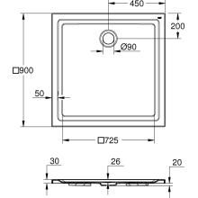 GROHE Acryl Duschwanne 39301, Maße: 900 x 900 mm, Tiefe: 30 mm, alpinweiß