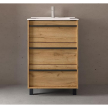 Attila Unterschrank 600 3 Schubladen + Waschbecken Eiche Afrika