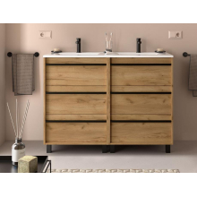 Attila Unterschrank 1200 6 Schubladen + Waschbecken Eiche Afrika