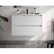 BALTIC Unterschrank 800 2 Schubladen + Waschbecken White Satin