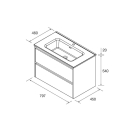 BALTIC Unterschrank 800 2 Schubladen + Waschbecken Eiche...