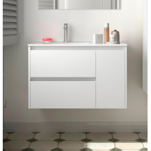 BALTIC Unterschrank 850 2 Schubladen 1 Tür re + Waschbecken White Satin