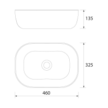 Aufsatzwaschtisch CARLA ohne Siphon und Clickerabfluss PORZELLAN WEIß Ø 360 x 105 mm