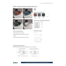 Aufsatzwaschtisch CARLA ohne Siphon und Clickerabfluss PORZELLAN WEIß Ø 360 x 105 mm