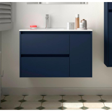 BALTIC Unterschrank 850 2 Schubladen 1 Tür re + Waschbecken Blue Satin