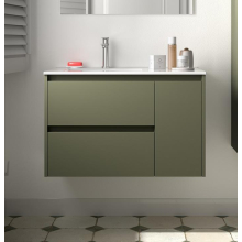 BALTIC Unterschrank 850 2 Schubladen 1 Tür re + Waschbecken Green Satin