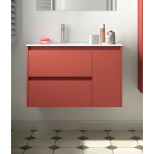 BALTIC Unterschrank 850 2 Schubladen 1 Tür re + Waschbecken Red Satin