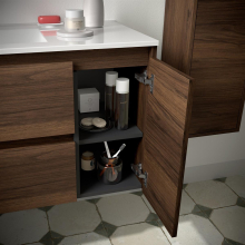 BALTIC Unterschrank 850 2 Schubladen 1 Tür re + Waschbecken Nussbaum