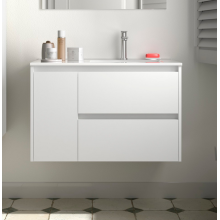 BALTIC Unterschrank 850 2 Schubladen 1 Tür li + Waschbecken White Gloss