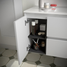 BALTIC Unterschrank 850 2 Schubladen 1 Tür li + Waschbecken White Satin