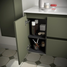 BALTIC Unterschrank 850 2 Schubladen 1 Tür li + Waschbecken Green Satin