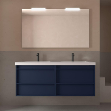 Komplett-Set ATTILA 1400 4 Schubladen BLUE SATIN + Waschtisch + Spiegel + Leuchte