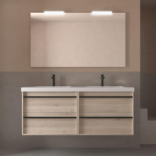 Komplett-Set ATTILA 1400 4 Schubladen NATURAL + Waschtisch + Spiegel + Leuchte