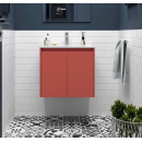 BALTIC Unterschrank 800 2 Türen + Waschbecken Red Satin