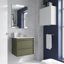 Möbel + Waschbecken ATTILA 600 2 Schubladen GREEN SATIN