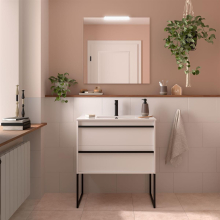 Möbel + Waschbecken ATTILA 800 2 Schubladen WHITE SATIN
