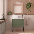 Möbel + Waschbecken ATTILA 800 2 Schubladen GREEN SATIN