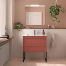 Möbel + Waschbecken ATTILA 800 2 Schubladen RED SATIN