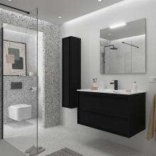 Möbel + Waschbecken ATTILA 1000 2 Schubladen BLACK SATIN