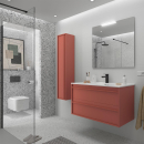 Möbel + Waschbecken ATTILA 1000 2 Schubladen RED SATIN