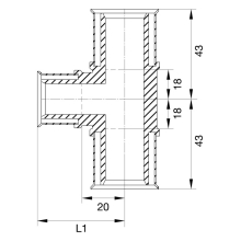 Wavin Tigris M5 T-Stück reduziert, 20mm x 16mm x 16mm