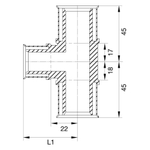 Wavin Tigris M5 T-Stück reduziert, 25mm x 16mm x 16mm