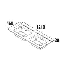 Waschtisch CONSTANZA 1210 doble PORZELLAN WEIß 1210 x 20 x 460 mm
