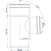 Abzweig PKEA Polo-Kal NG DN 90/75 87,5Grad