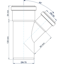 Abzweig PKEA Polo-Kal NG DN 75/50 45Grad