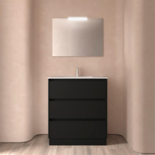 BALTIC Komplett-Set 800 3 Schubladen BLACK SATIN + Waschtisch + Spiegel + Leuchte