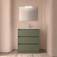 BALTIC Komplett-Set 800 3 Schubladen GREEN SATIN + Waschtisch + Spiegel + Leuchte