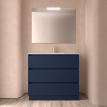 BALTIC Komplett-Set 1000 3 Schubladen BLUE SATIN + Waschtisch + Spiegel + Leucht