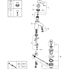 Grohe Waschtisch-Hebelmischer Eurostyle S-Size, Hebel geschlossen, verchromt