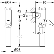 Grohe DAL Automatic-Druckspüler Messing verchromt 3/4