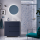 BALTIC Komplett-Set 850 3 Schubladen und 1 linke Tür Blue Satin + Waschtisch + Spiegel + Leuchte
