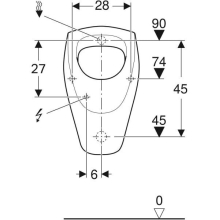 GEBERIT Renova Urinal, Zulauf von hinten Abgang nach hinten, weiß