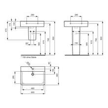 IDEAL STD Waschtisch CONNECT CUBE E7141 600x460x175mm 1Hahnloch weiß