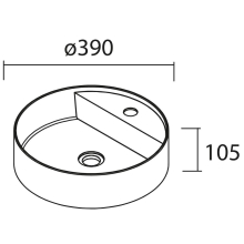 Aufsatzwaschtisch BICA ohne Siphon und Clickerabfluss SOLID SURFACE WEIß MATT Ø 390 x 105 mm