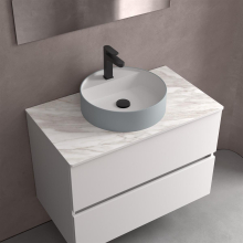 Aufsatzwaschtisch BICA ohne Siphon und Clickerabfluss SOLID SURFACE Blue Fog Ø 390 x 105 mm