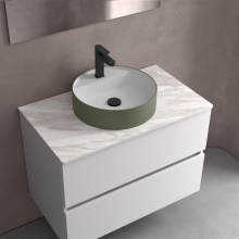 Aufsatzwaschtisch BICA ohne Siphon und Clickerabfluss SOLID SURFACE Green Forest Ø 390 x 105 mm