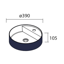 Aufsatzwaschtisch BICA ohne Siphon und Clickerabfluss SOLID SURFACE Night Blue Ø 390 x 105 mm