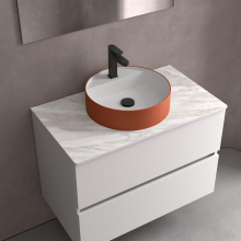 Aufsatzwaschtisch BICA ohne Siphon und Clickerabfluss SOLID SURFACE Terracota Ø 390 x 105 mm