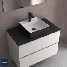 Aufsatzwaschtisch TALEA ohne Siphon und Clickerabfluss SOLID SURFACE Schwarz 360 x 115 x 360 mm
