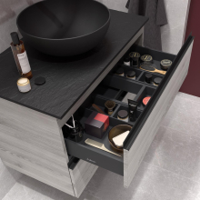 Schrank wandhängend SPIRIT 900 2 Metallauszug mit Softeinzug NUSSBAUM MAYA 897 x 540 x 450 mm