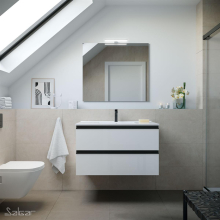 Schrank wandhängend SPIRIT 900 2 Metallauszug mit Softeinzug WHITE COTTON 897 x 540 x 450 mm