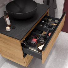 Schrank wandhängend SPIRIT 1000 2 Metallauszug mit Softeinzug NUSSBAUM MAYA 997 x 540 x 450 mm